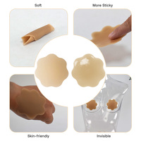 Couvre-mamelons en silicone réutilisables, auto-adhésifs, sans bretelles, sans dos, couleur mate, invisibles, sexy, sans couture, en forme de pétale