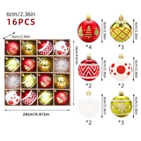 Beliebtes Neues 16-teiliges Rot-Gold Luxus Bedrucktes Weihnachtskugel-Set Plastik Christbaumkugeln Festliche Geschenk- und Partydekoration