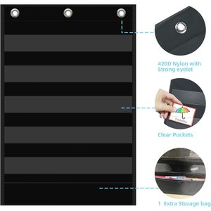 Foldable 5-Pocket Standard Pocket Chart with Clear Design and Extra Storage Pocket for School Home Office Use - Product Image 5