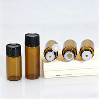 Flacon compte-gouttes vide en verre ambré de 1 ml, 2 ml, 3 ml, 4 ml, 5 ml avec bouchon à vis, réutilisable, anti-UV, pour échantillons d'huiles essentielles et cosmétiques