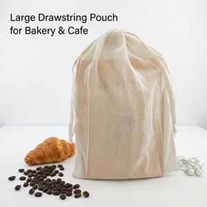 Sac en gaze à cordon personnalisé avec logo imprimé, emballage en coton pour sous-vêtements, sacs cadeaux pour fêtes, emballage alimentaire en coton - Product Image 3