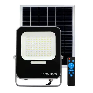 مصباح غامر طاقة شمسية ليد ببطارية قابلة للاستبدال IP65 2500K بمعيار أبيض أو أسود من الألومنيوم بقوة 300 واط و400 واط و500 واط و1000 واط من KCD لمستاد بقوة 1500 واط