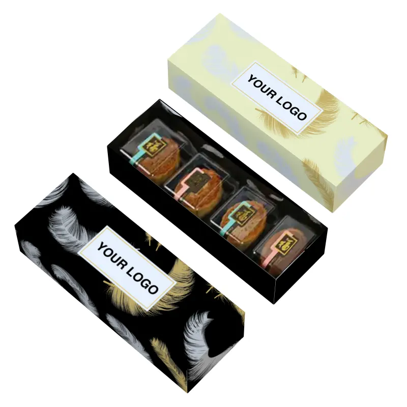 Afternoon Tea Mousse Cake Packaging Donut Macaron Paper Box with Lid Printed Logo Small Cupcake Pastry Gift Box