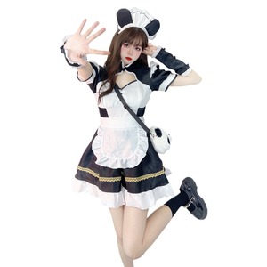 Black White Maid <b>Costume</b> Cute <b>Panda</b> Cosplay Dress Lolita Style With Apron And Hat For Anime Role Play Women Spring 2025 - Product Image 5