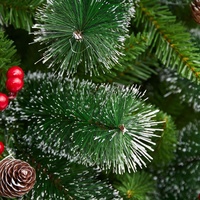 Sapin de Noël pré-éclairé hybride en PVC de qualité supérieure 1,5-2,4 m (180 cm) avec fruits rouges et cônes de pin, décoration intérieure/extérieure, certifié SGS
