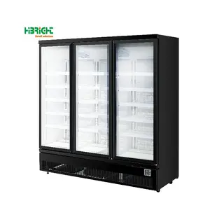 Refrigerador de exhibición de puerta de vidrio comercial de gran capacidad Refrigerador de equipo de supermercado con luz LED
