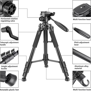 Neewer Trípode de cámara de aluminio portátil de 56 pulgadas con cabeza panorámica giratoria de 3 vías, bolsa para cámara <span class=keywords><strong>DSLR</strong></span>, videocámara DV - Product Image 2