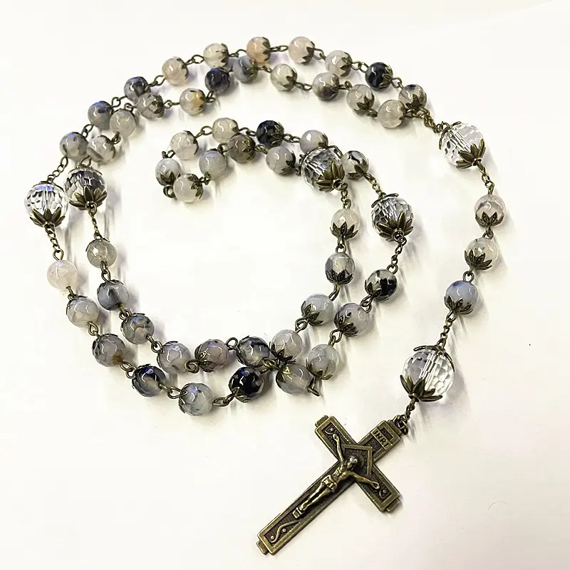 2013 хрустальные бусины, крест с распятием, кулон, ожерелье, ювелирные изделия, гигантский католический четки для свадьбы