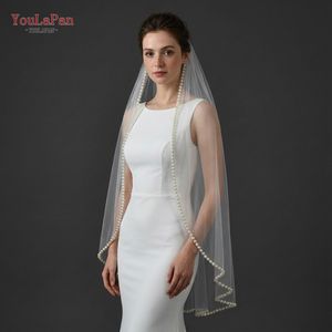 <span class=keywords><strong>Voile</strong></span> de mariée simple et élégant YouLaPan à une seule couche, décoré de perles de haute qualité, en tissu de maille transparente V119 - Product Image 2