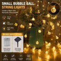 Guirlandes solaires étanches à boules de cristal blanc chaud pour jardin, patio, mariage, fête, décorations de Noël