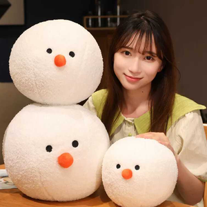 Custom OEM Furry Round Snowman Ball Cushion Cartoon Adorable Plush Toys Stuffed Animal Toys Claw Machine Toys for Arcade <b>Game</b> - Product Image 1
