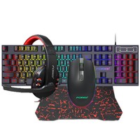 Clavier de jeu Q809 à sensation non mécanique, ensemble quatre pièces filaire USB pour PC E-Sports, clavier rétroéclairé, souris, casque, support ergonomique