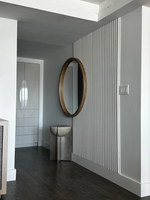 Panneau acoustique en bois à lattes avec revêtement blanc sur 3 côtés, design 3D, NRC 80%, écologique, insonorisant, pour usage commercial