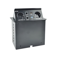 Prise de courant industrielle multimédia de table avec ports VGA, construction en alliage d'aluminium pour salles de conférence - Conforme ROHS