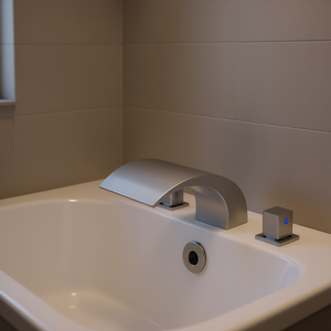 Robinet de baignoire Roman à 3 trous, design cascade, chromé, montage sur le rebord, ensemble de robinetterie de douche pour adultes - Product Image 2