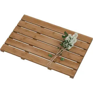 Walnut Wooden Luxury Shower Non-Slip Bathroom Floor Mat for Indoor or Outdoor Use