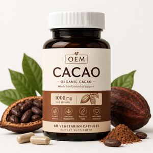 Pure Organic Cacao Powder Capsules 60 Count Adult Antioxidant Support Energy Boost Superfood Dietary <b>Supplement</b> - Product Image 1