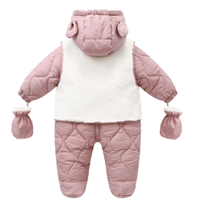 Mono de Invierno con Capucha de Forro Polar para Bebés Recién Nacidos y Niños Pequeños, Diseño de Oso de Dibujos Animados con Orejas - Product Image 6