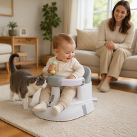 Siège de bain pour bébé moderne 3 en 1 en plastique, convertible en chaise de sol avec sangle de traction pour 0-12 mois