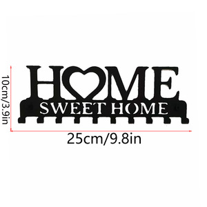 Home Sweet Home - Perchero decorativo de metal con 10 ganchos para almacenamiento en la entrada, color negro - Product Image 5