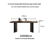 Table à manger en marbre italien de luxe avec chaises haut de gamme, pieds en métal, mobilier moderne et simple pour la maison, salles à manger ou bars