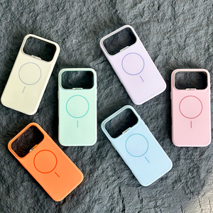 เคสโทรศัพท์ซิลิโคนเหลวแบบแม่เหล็กพร้อมกรอบเลนส์โลหะฝังเพชรสำหรับ iPhone 12 13 14 15 16 17 18 Pro Max - Product Image 5