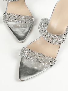 Sandales à talons hauts élégantes à strass pointus, nouvelle collection été 2024, chaussures en promotion - Product Image 5