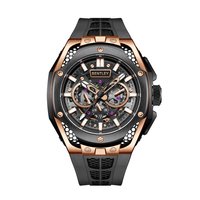 OPULENCE Hochwertige Automatische Chronograph Mechanische Uhr Kristall Analoges Zifferblatt Edelstahlgehäuse 45,5mm Unisex 5BAR Wasserdicht