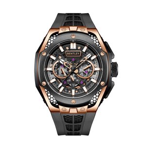 Montre mécanique chronographe de haute qualité avec cadran analogique en cristal résistant à l'eau et reflétant des lignes fortes de luxe - Product Image 6