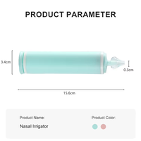 Bouteille de Rinçage Nasal Portable Vert Rose CE/ISO13485 pour Adultes, Irrigateur Nasal en Boîte Colorée avec Embout en Silicone Souple