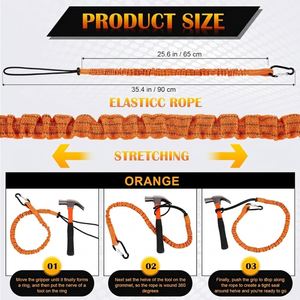 Retractable Tool Lanyard Stainless Steel <b>Lock</b> Carabiner Adjustable Loop End Fall Protection Safety Scaffold Construction Roofing - Product Image 3