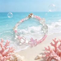 Bracelet féminin au design unique et minimaliste, thème Océan Rêveur style Forêt, avec étoiles et coquillages, polyvalent, idéal pour les étudiantes