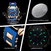 Jam Tangan Pria LIGE LG8908 Pabrik, Dial Besar Biru Silikon Bercahaya, Jam Tangan Quartz, Jarum Kecil Tiga, Mewah, Logo Kustom Oem