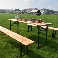 Ensemble table et banc pliants en bois pour la vente en gros, table de camping extérieure naturelle de 180 cm pour patio et jardin