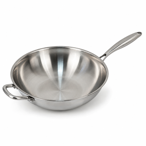 Wok en acier inoxydable 316 de qualité alimentaire, sans revêtement, pour cuisinière à induction domestique, poêle à frire épaissie - Product Image 1