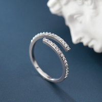 Minimaliste Cubique Zircone Forme Géométrique Réglable Ouvert Argent Plaqué Doigt Knuckle Anneaux Fine Jewelry pour les Femmes