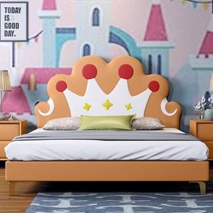 เตียงเด็กทรงโมเดิร์น รุ่น Princess  โครงไม้จริง หุ้มผ้าฝ้าย ดีไซน์มงกุฎ  นุ่มสบาย - Product Image 5