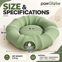 Lit tunnel rond pour animaux de compagnie, pour chats et chiens, bleu 65 x 26 cm sans coussin ou vert 85 x 26 cm avec coussin, tissu en coton, nid pour animaux de compagnie