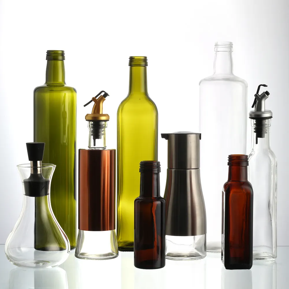 Olie Wijn Flessen Olijf Glas Groothandel Premium Unieke Custom Ontwerpen Luxe Essentiële Olie Koken Olie Saus Azijn Aanvaardbaar