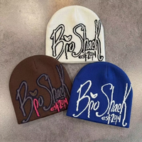 Bonnet tricoté jacquard en gros, bonnets d'hiver tendance Y2K, bonnets à logo personnalisé