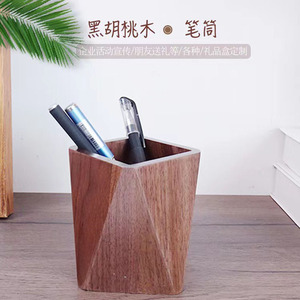 <b>Wood</b> Pen Holder Square <b>Solid</b> <b>Wood</b> <b>Desk</b> Organizer For Office Study Storage - Product Image 4