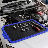 Tapis magnétique flexible pour outils 12,8''x9,5'' avec poignée télescopique antidérapante pour mécaniciens, garage, atelier, réparation automobile (Bleu)