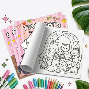 สมุดระบายสีแบบใช้แล้วทิ้ง ทินนี่แคทส์ เป็นมิตรกับสิ่งแวดล้อม สำหรับเด็กและผู้ใหญ่ ลายเส้นสีดำ กระดาษรูปทรงสี่เหลี่ยมผืนผ้า ออกแบบได้ตามต้องการ - Product Image 1