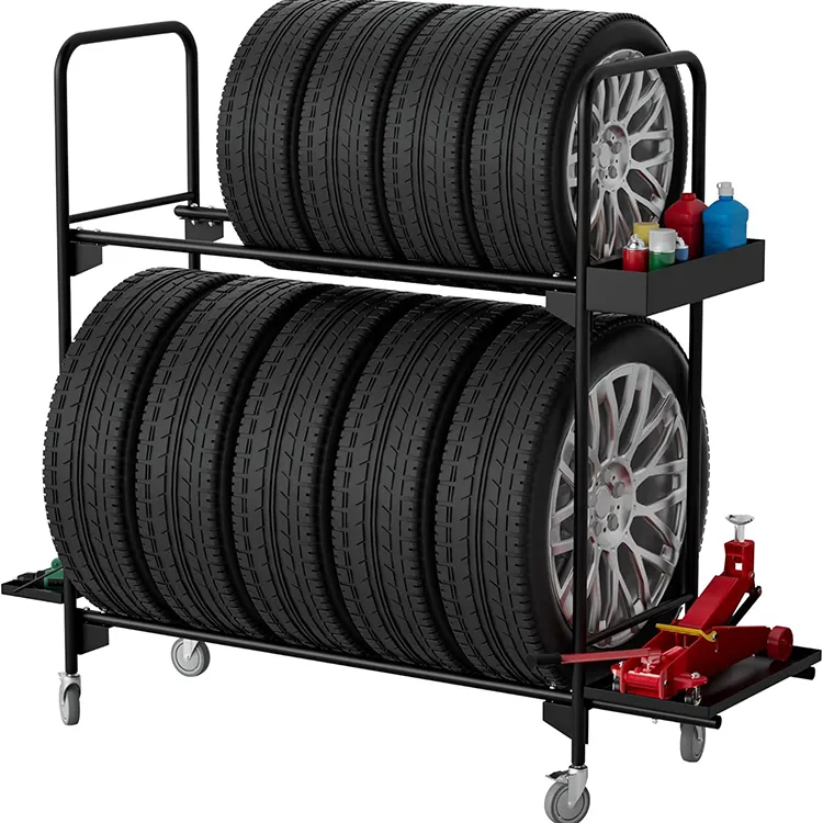 Jh-Mech Bandenopbergrek Met Wielen Bespaart Ruimte Voor Heavy Duty Banden Display Rack Voor Winkel Auto Winkel