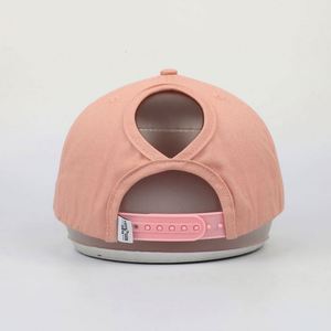 New Style Factory Directly Sell 5 Panel Female Structured 100 % Cotton Baseball Hat, 3D Embroidered <b>Pink</b> Women Ponytail Dad Hat - Product Image 4