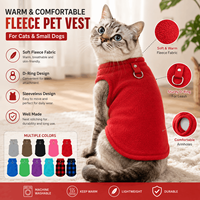 Gilet en polaire chaud personnalisé pour chat, vêtements d'hiver pour animaux de compagnie, veste douce pour chien avec anneau en D pour chats et petits chiens, vêtements pour animaux de compagnie OEM