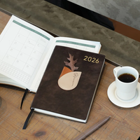 Carnet A5 en cuir PU à couverture rigide 2026, journal/agenda personnalisé avec logo, agenda anglais, papeterie de bureau, cadeau d'entreprise