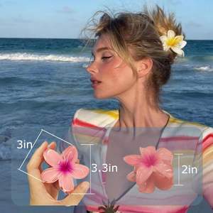 Promotion : Pince à cheveux Hawaïenne 6 cm avec fleurs de Plumeria et Bauhinia, style bec de canard, pour femme, idéale pour les vacances à la plage - Product Image 2