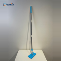 CLEANIFY KY-CS171 Serpillère plate sans lavage, tampons de recharge réutilisables, système Click Mop, manche 3 sections 130,5 cm, plaque 16x8 cm, pour poils d'animaux