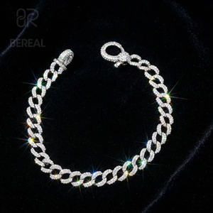 Cadena cubana de moissanita VVS que pasa la prueba del diamante, estilo hip hop personalizado, con incrustaciones de diamantes de laboratorio, collar cubano, joyería fina para hombre - Product Image 1